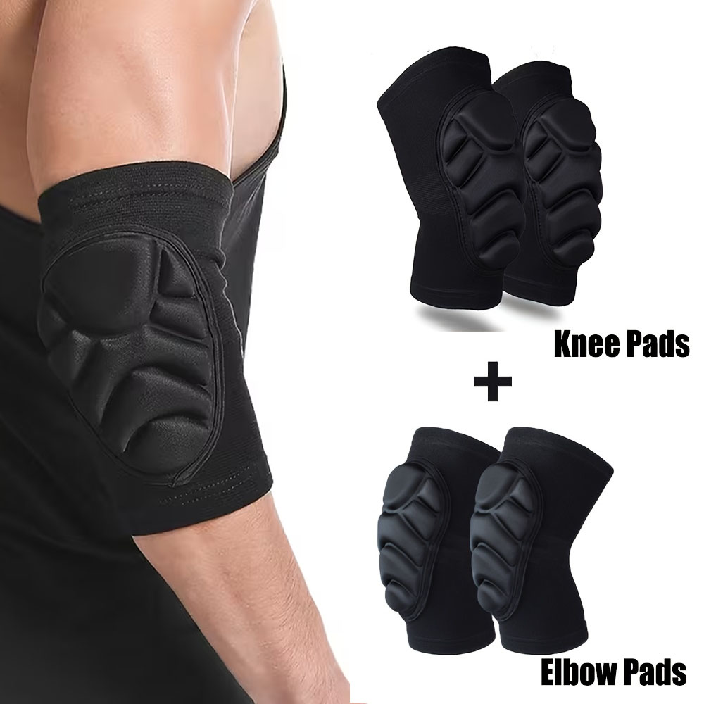 Mountain Biking Elbow Pads - 男性と女性のためのプロフェッショナル膝肘パッド2個、厚い衝撃吸収スポンジ付き膝肘ブレース、膝サポートと肘サポート