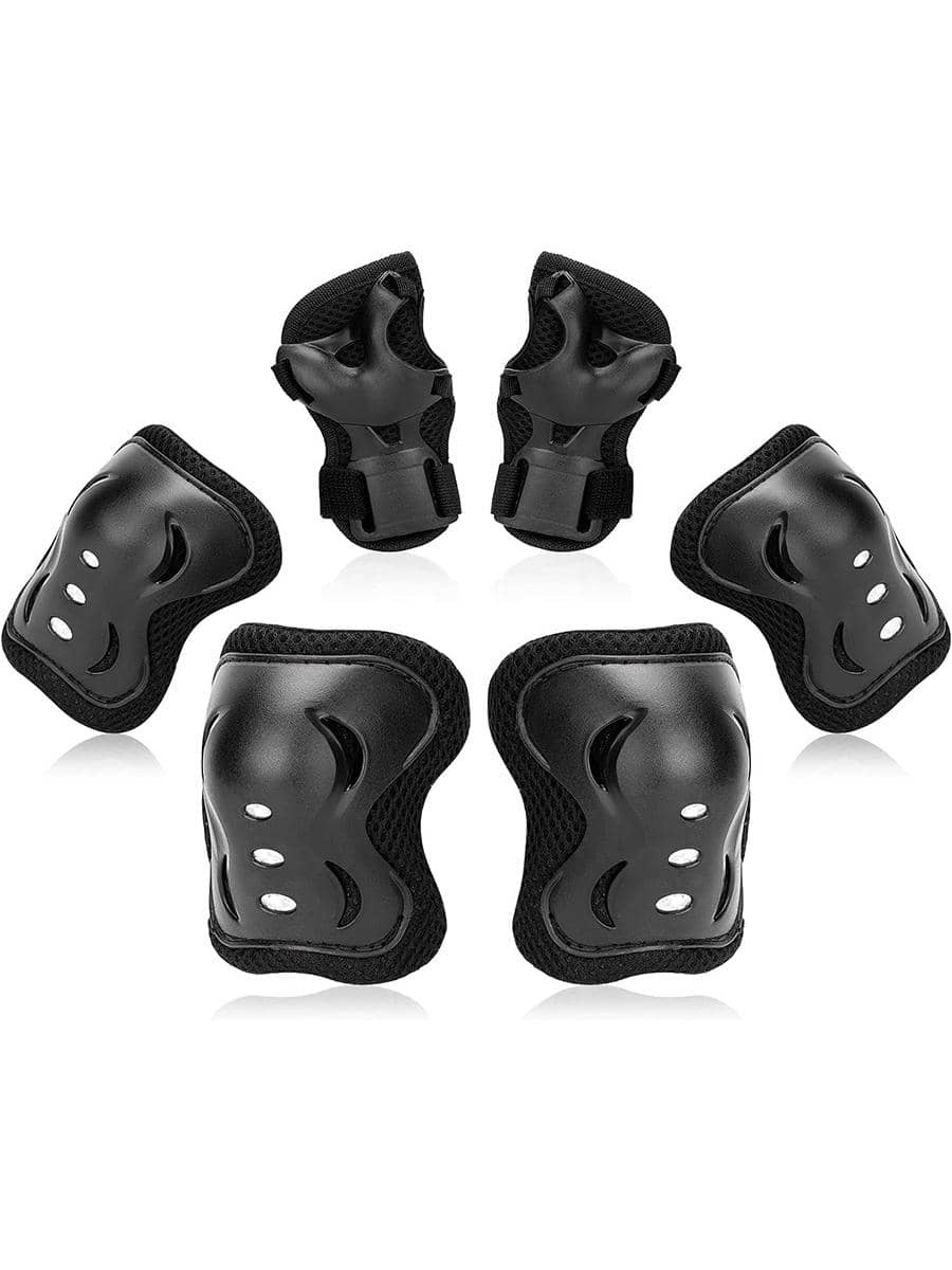 Mountain Biking Elbow Pads - 6個入り子供用保護具セット（3～15歳向け）、スケートボード、サイクリング、スケート、スクーター用の膝肘パッドとリストガード