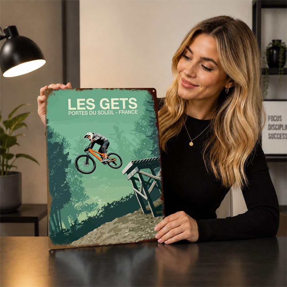 「レ・ゲッツ」マウンテンバイクジャンプのプリントポスター。レ - Mountain Biking Europe のレビューと価格