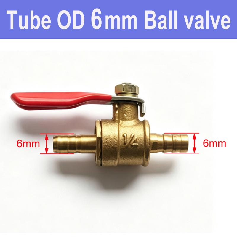 小さな赤いハンドル付き真鍮製遮断ボールバルブ、6mm 8mm - Spoke Nipple Brass のレビューと価格